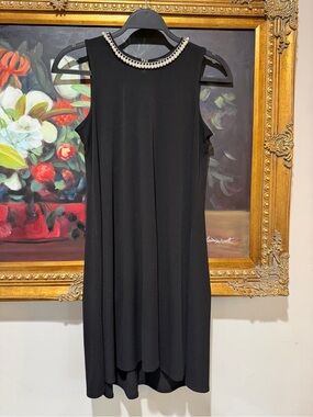 Karl Lagerfeld Black Sleeveless Jewel-Collar Dress